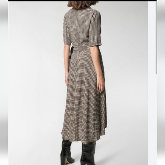 Ganni Gingham Crepe Wrap Dress - Picture 10 of 10